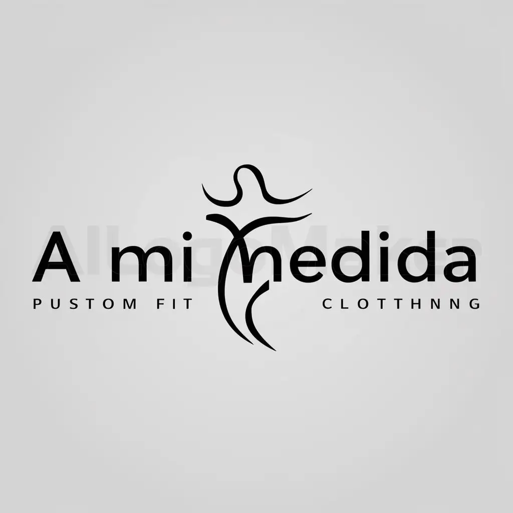 a logo design,with the text "A mi medida", main symbol:Mujer curvy minimalista,Minimalistic,be used in ropa industry,clear background