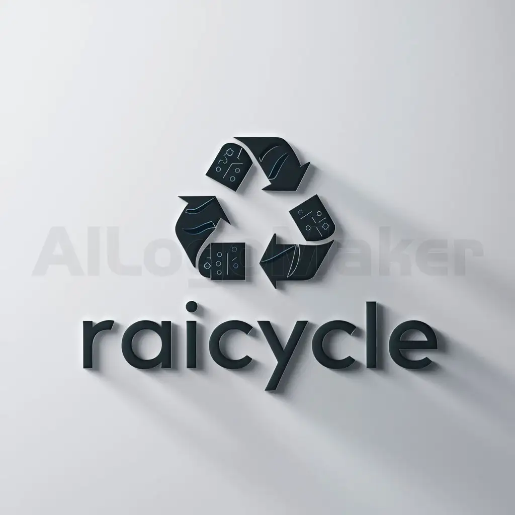 a logo design,with the text "rAIcycle", main symbol:Waste, Recycling, AI, Technology,Minimalistic,clear background