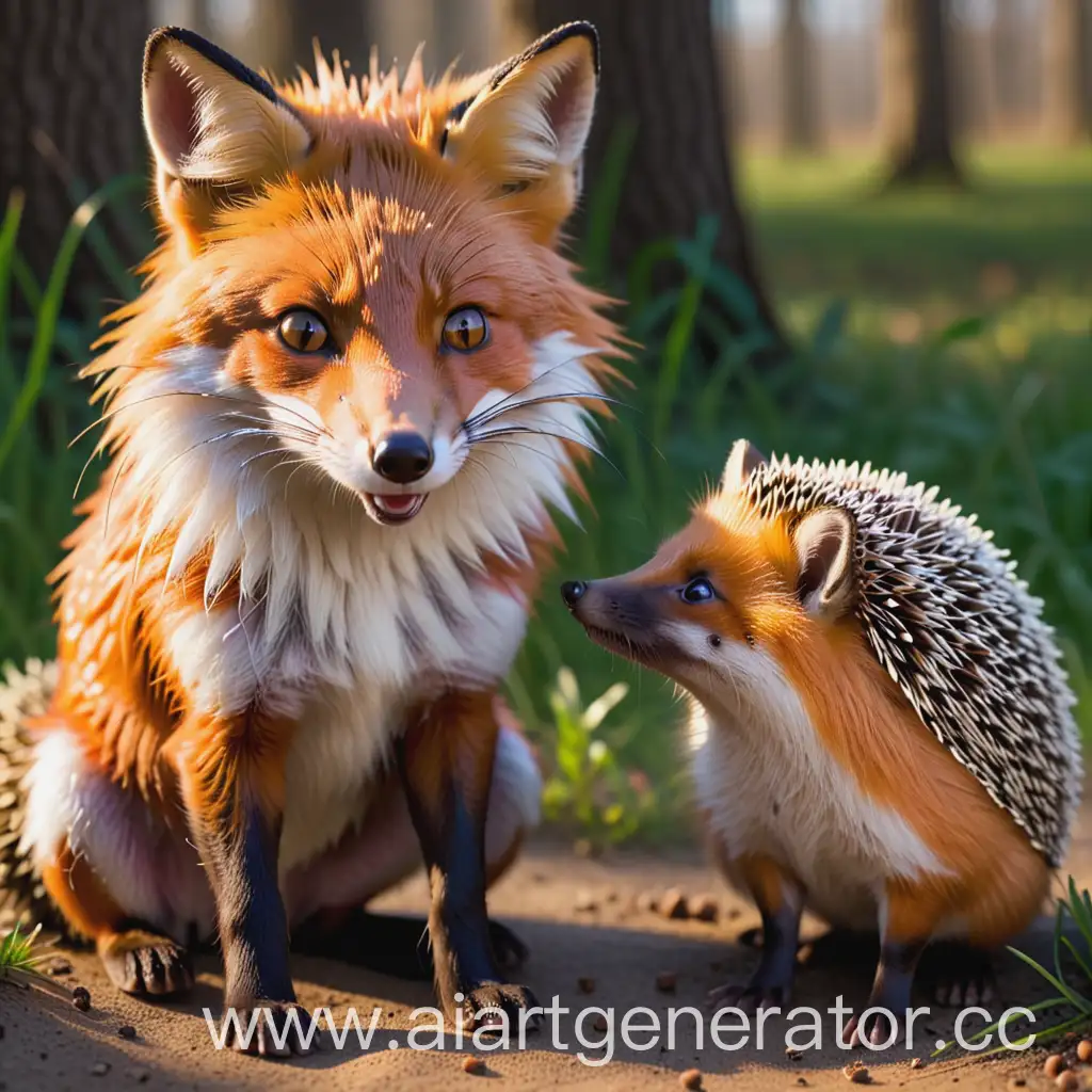 Fox-and-Hedgehog-Encounter-in-the-Forest-Clearing