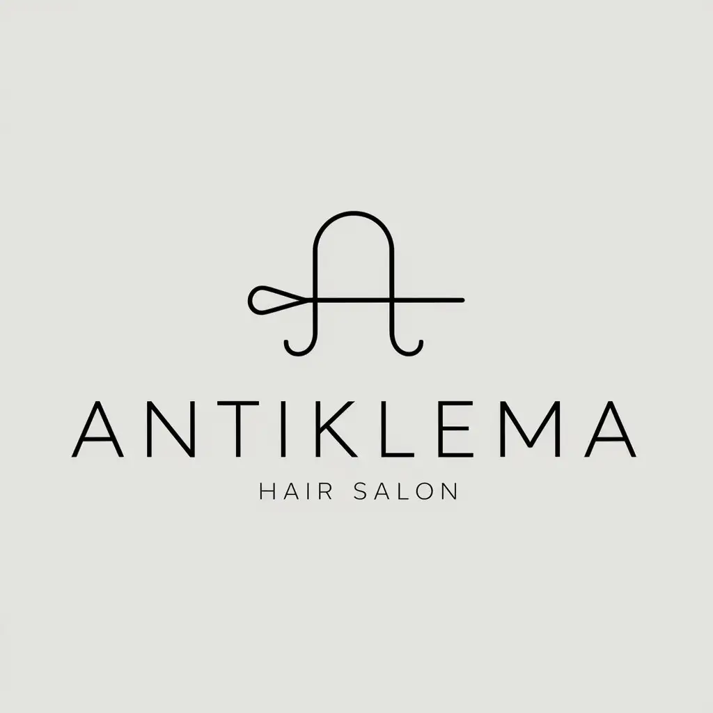 Сделай лого к парикмахерской в стиле минимализм, в основе название "Antiklema"