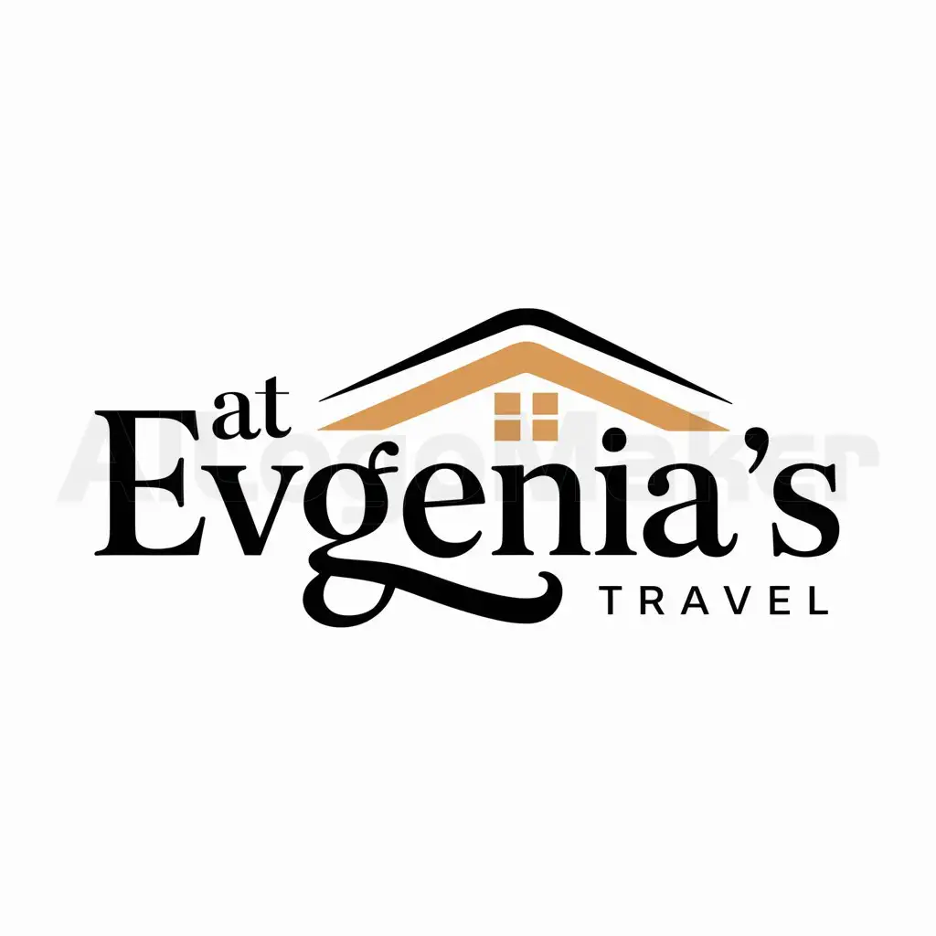 a logo design,with the text "at Evgenia's", main symbol:house,Moderate,be used in Travel industry,clear background