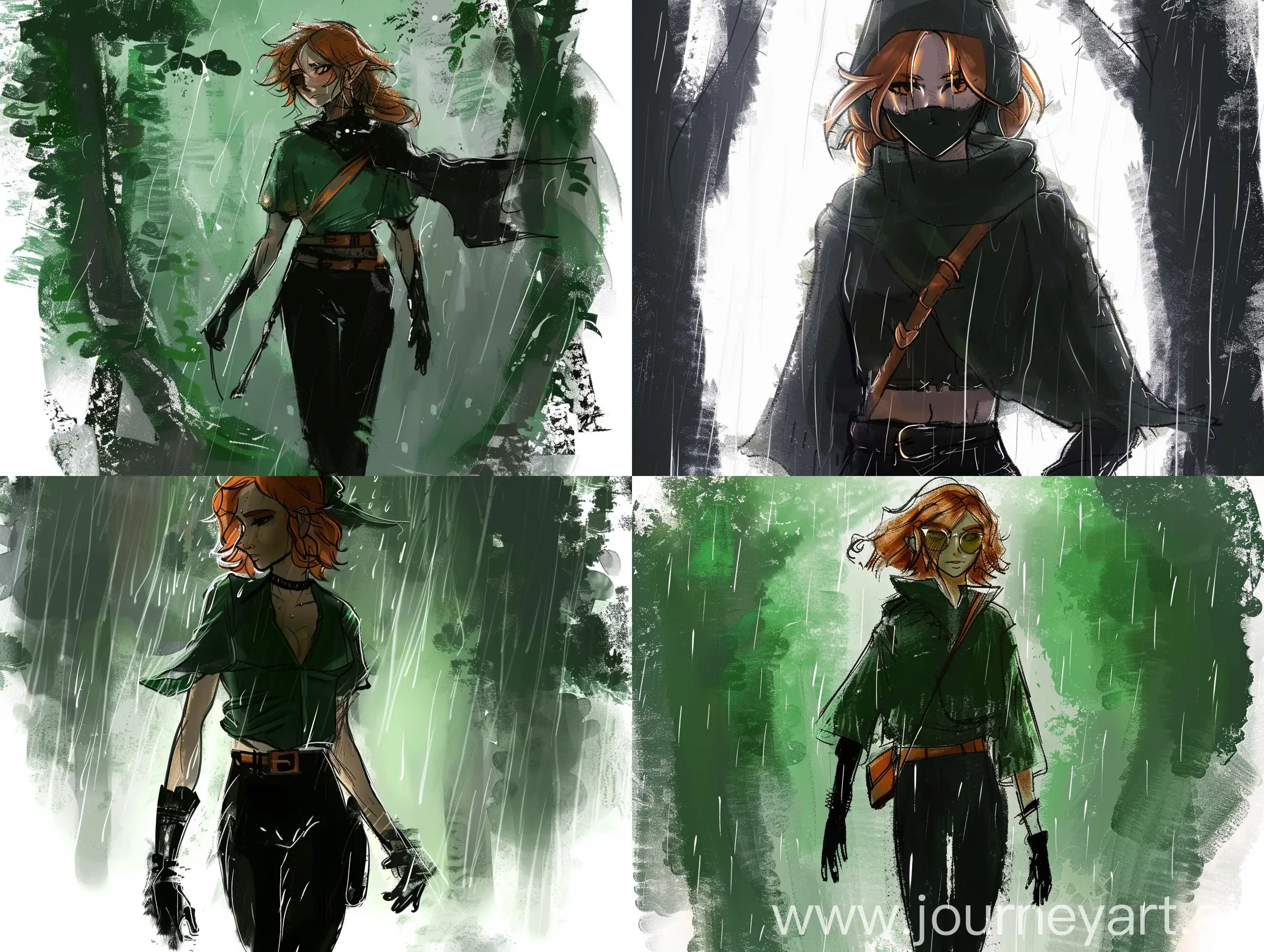 Fantasy-Girl-Thief-Walking-in-Rainy-Forest