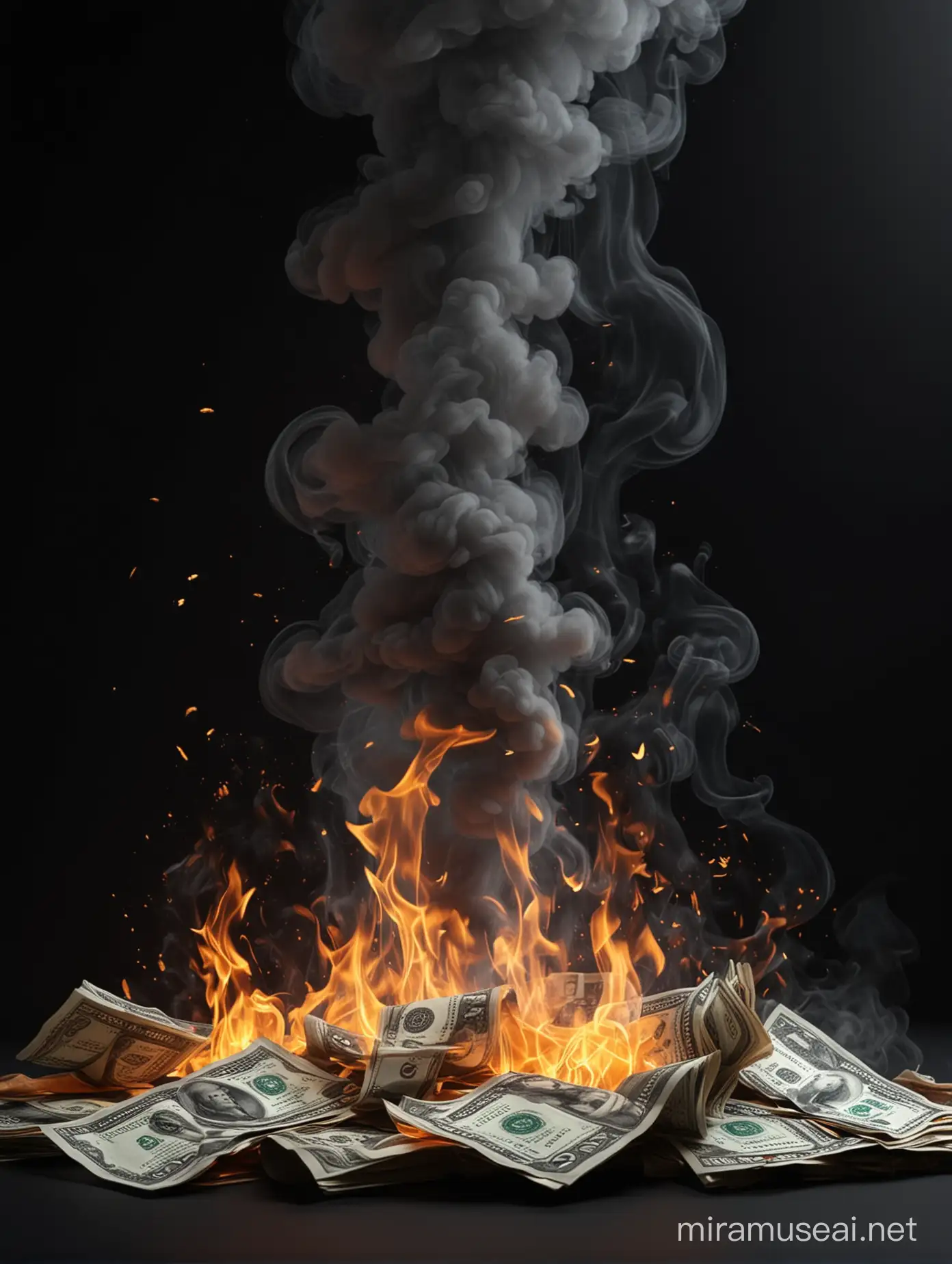 Ultra Realistic Money Smoke and Fire Border with Cinematic Lighting