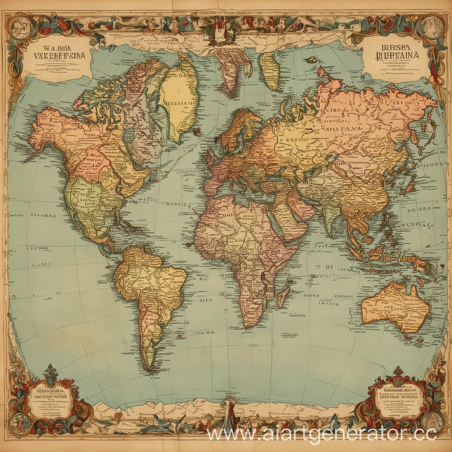 Карта мира трёх стран: Вальверде, Утопия, Руритания