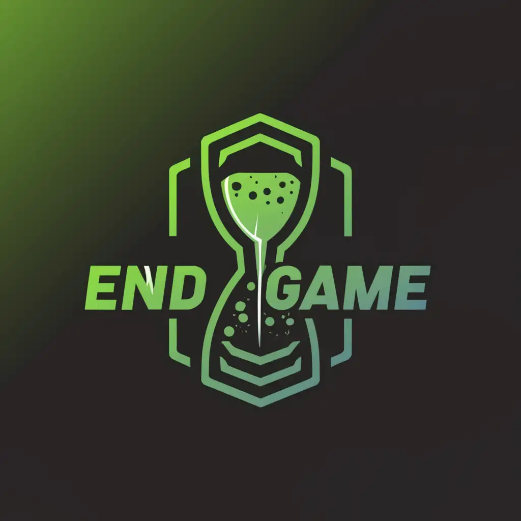 a logo design,with the text "end game", main symbol:Logo e-sport sandglass Green,Moderate,clear background