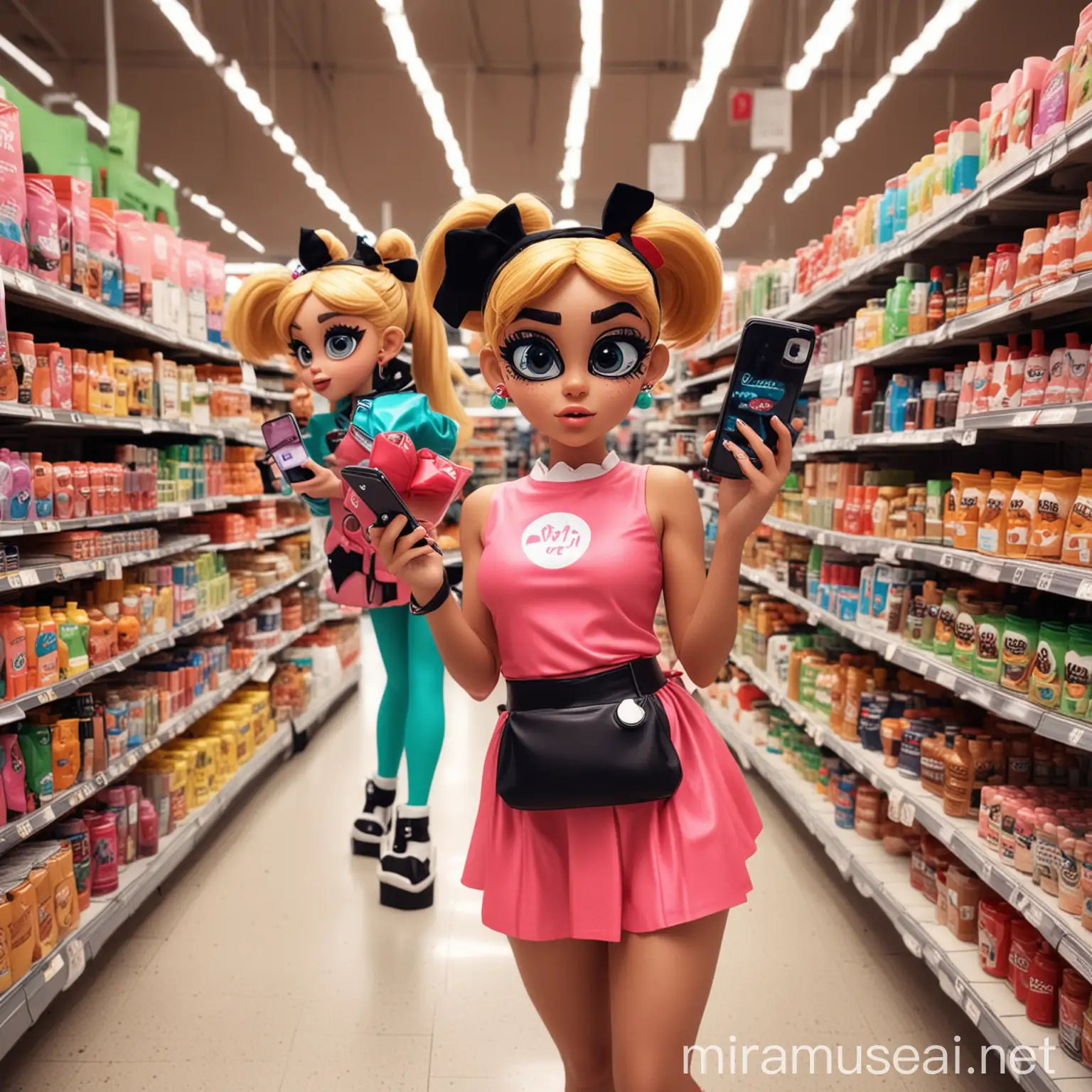 Power Puff Girls Influencing Grocery Shopping with Smartphones