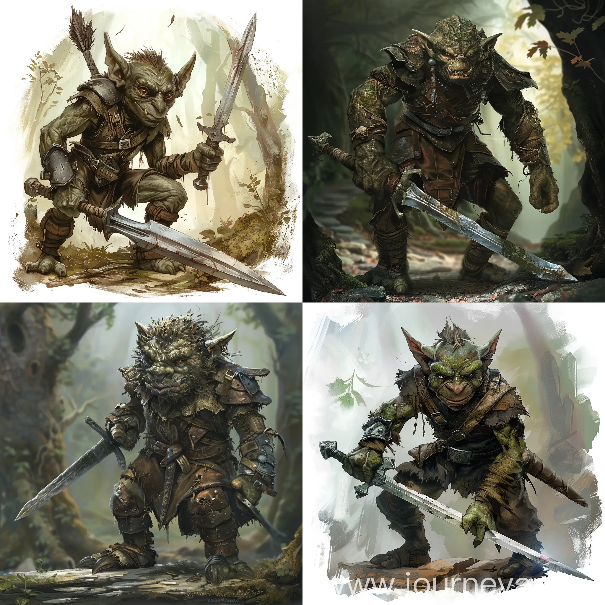 Forest-Goblin-Warrior-in-Leather-Armor-with-OneHanded-Sword