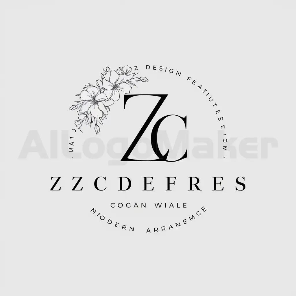 a logo design,with the text "z c", main symbol:Wedding,flower,wordart,only The letters z and c and flower,Minimalistic,be used in Others industry,clear background