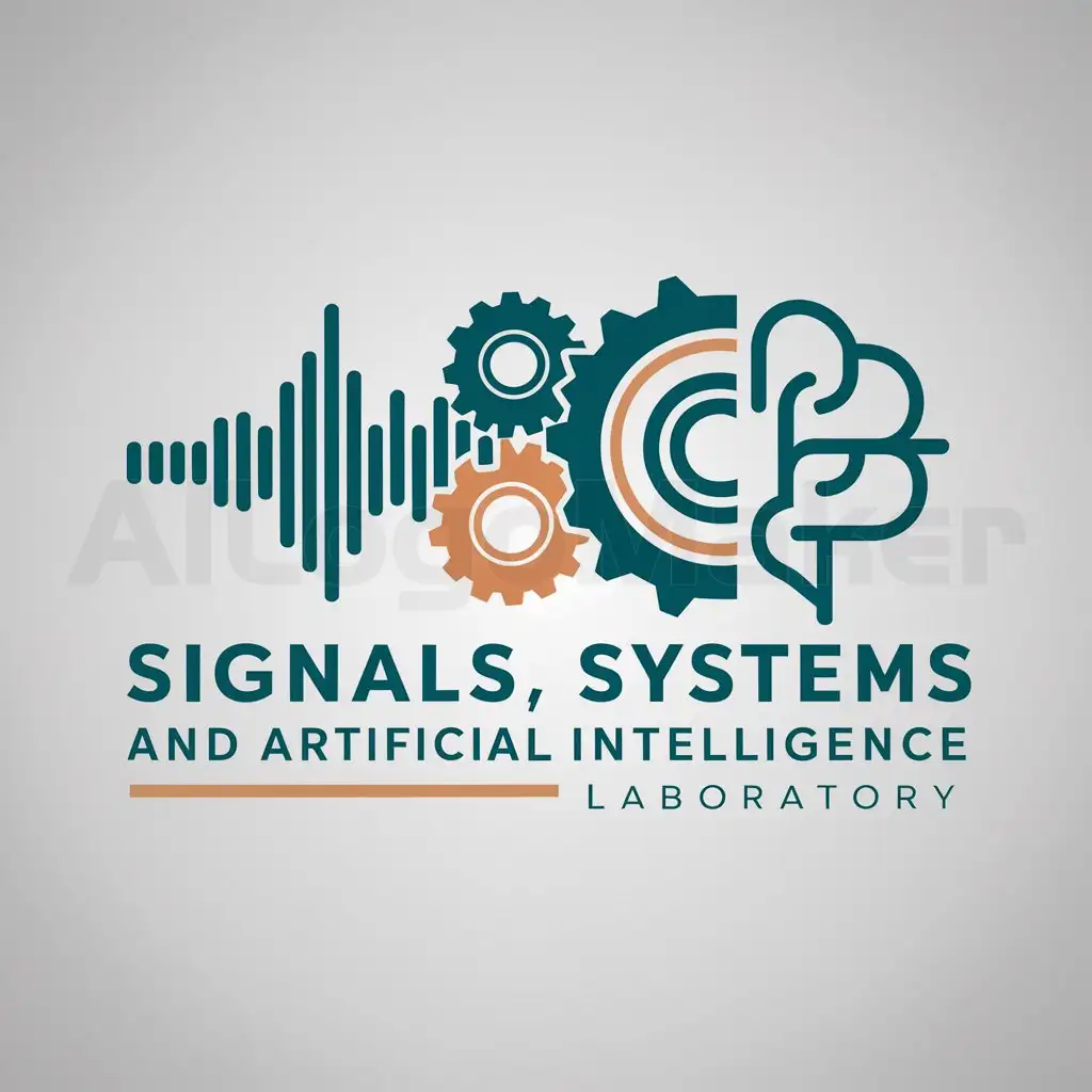 a logo design,with the text "Signals, System, and Artificial Antience Laboratory", main symbol:Soundwave, gears, Stylized brain,Moderate,be used in Education industry,clear background