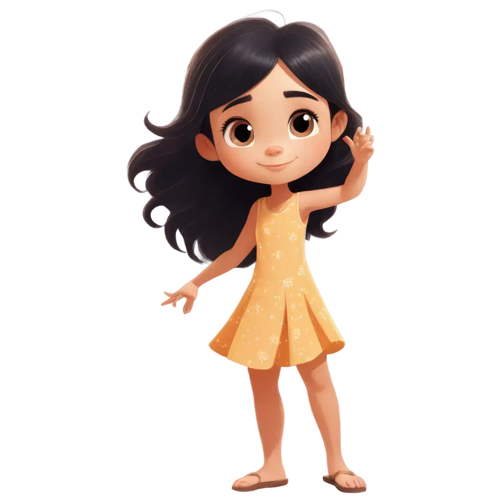 Beautiful-Little-Girl-Cartoon-PNG-Innocent-Character-in-70s-Style-Dress