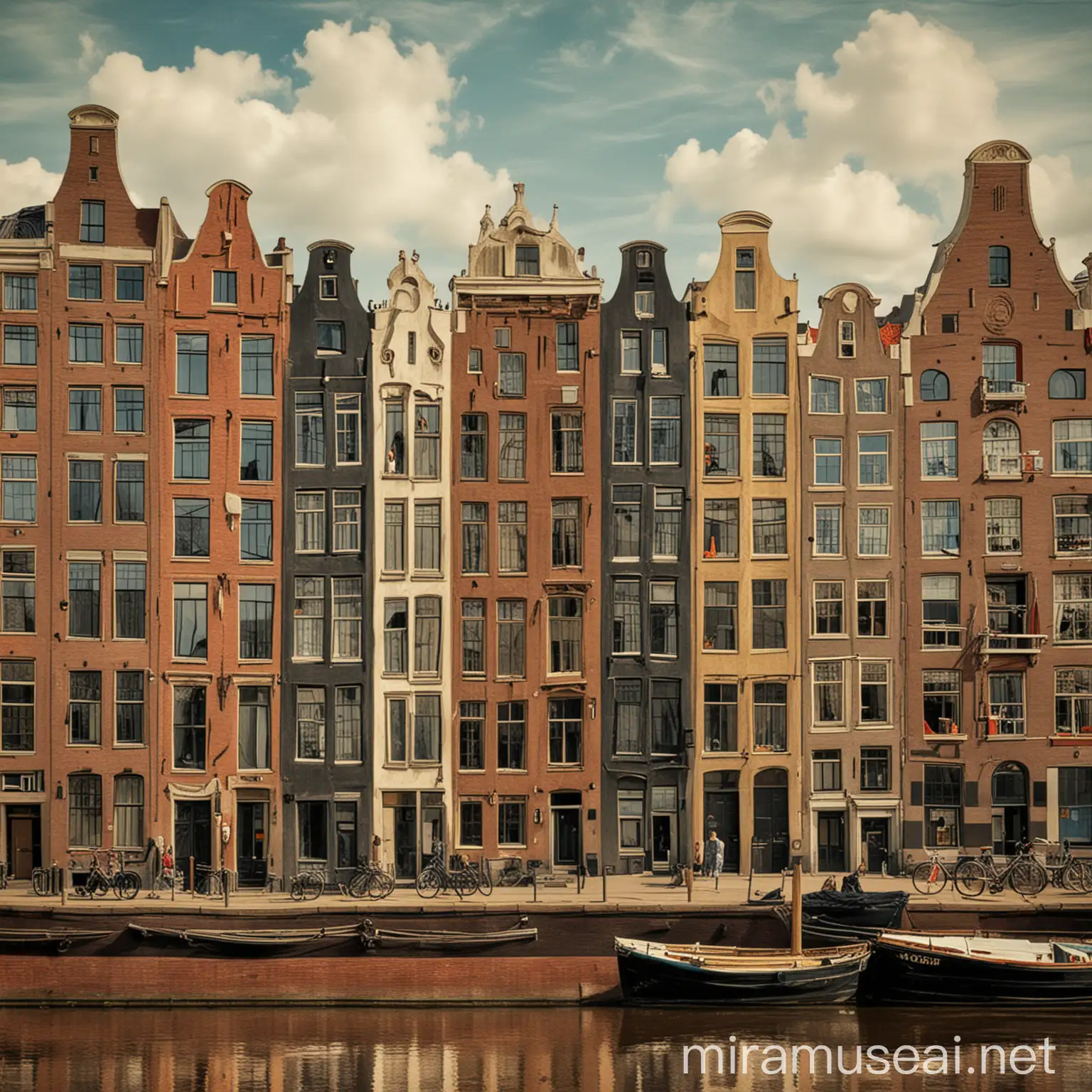 building of amsterdam on the style of Picasso
