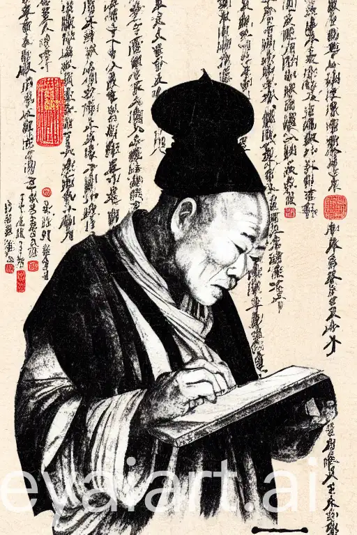 Chinese-Old-Monk-in-Xian-Reciting-Ancient-Music-Score