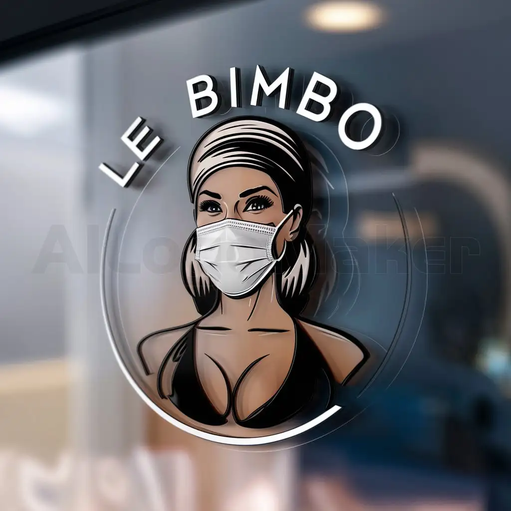 a logo design,with the text "le BIMBO", main symbol:visage of sexy woman with surgical mask and plunging neckline,Moderate,be used in Medical Dental industry,clear background