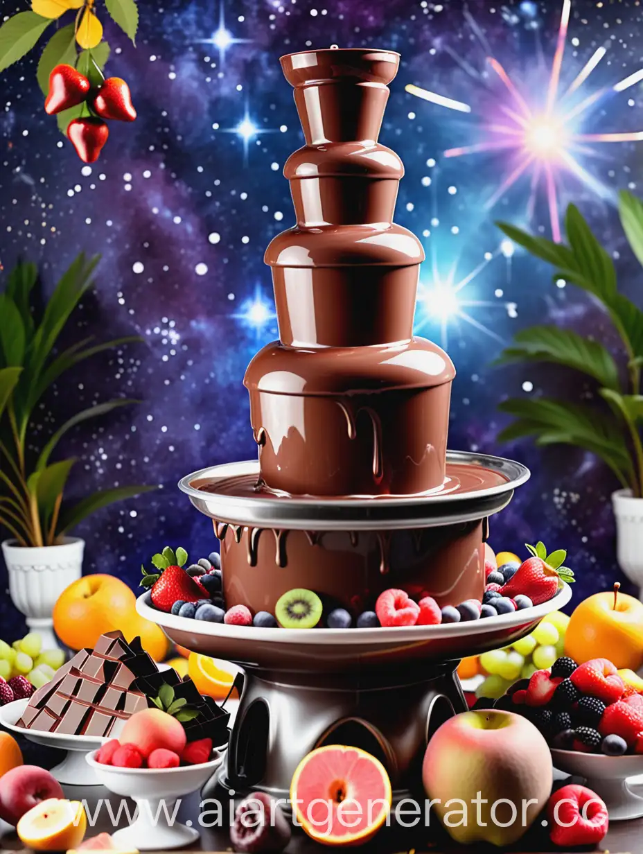 Festive-Chocolate-Fountain-Centerpiece-with-Space-Fruits