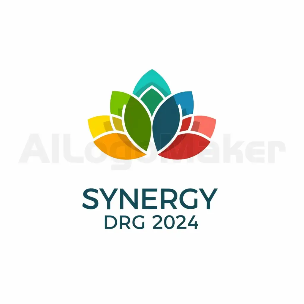 a logo design,with the text "Synergy DRG 2024", main symbol:work in a group, synergy, leaf, plant,Moderate,be used in Events industry,clear background