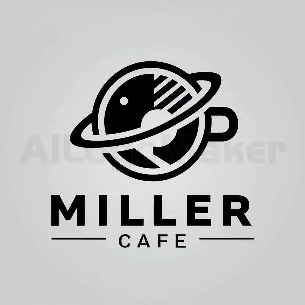 a logo design,with the text "Miller cafe", main symbol:A logo that consists of a combination of the planet Miller and a cup of coffee,Moderate,clear background