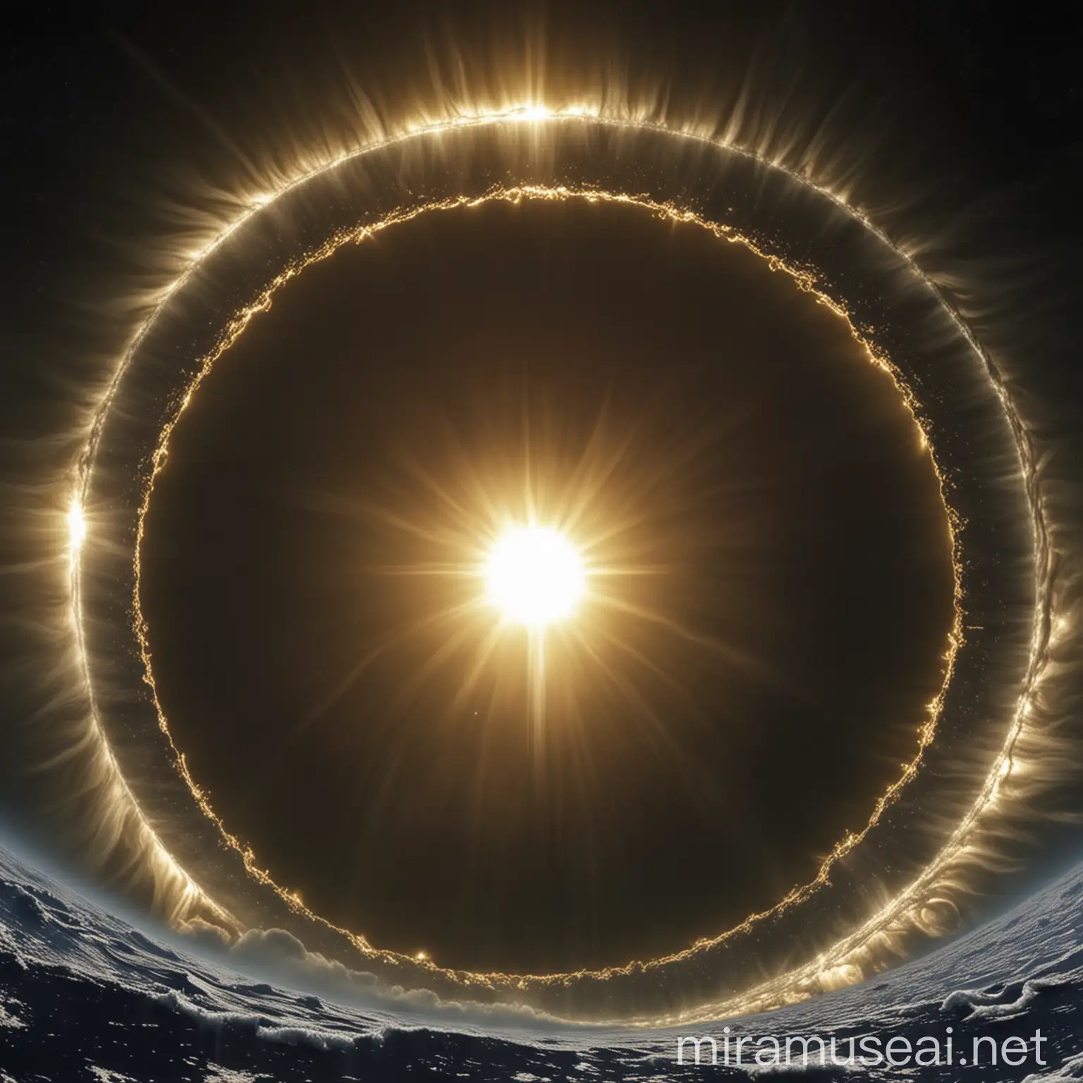 Sun Encircled by Vast Oceans and Continents