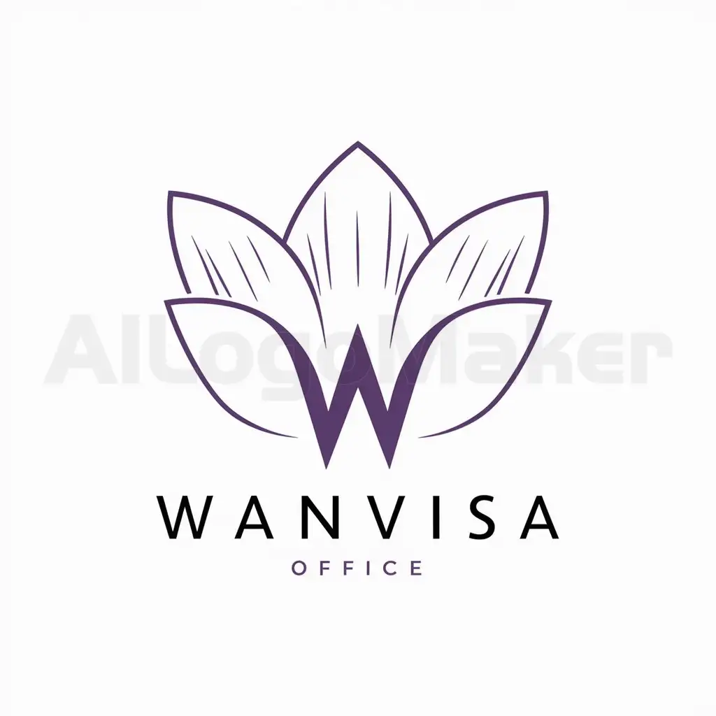 a logo design,with the text "Wanvisa Office", main symbol:Lan's flower, purple, W,Minimalistic,be used in Legal industry,clear background