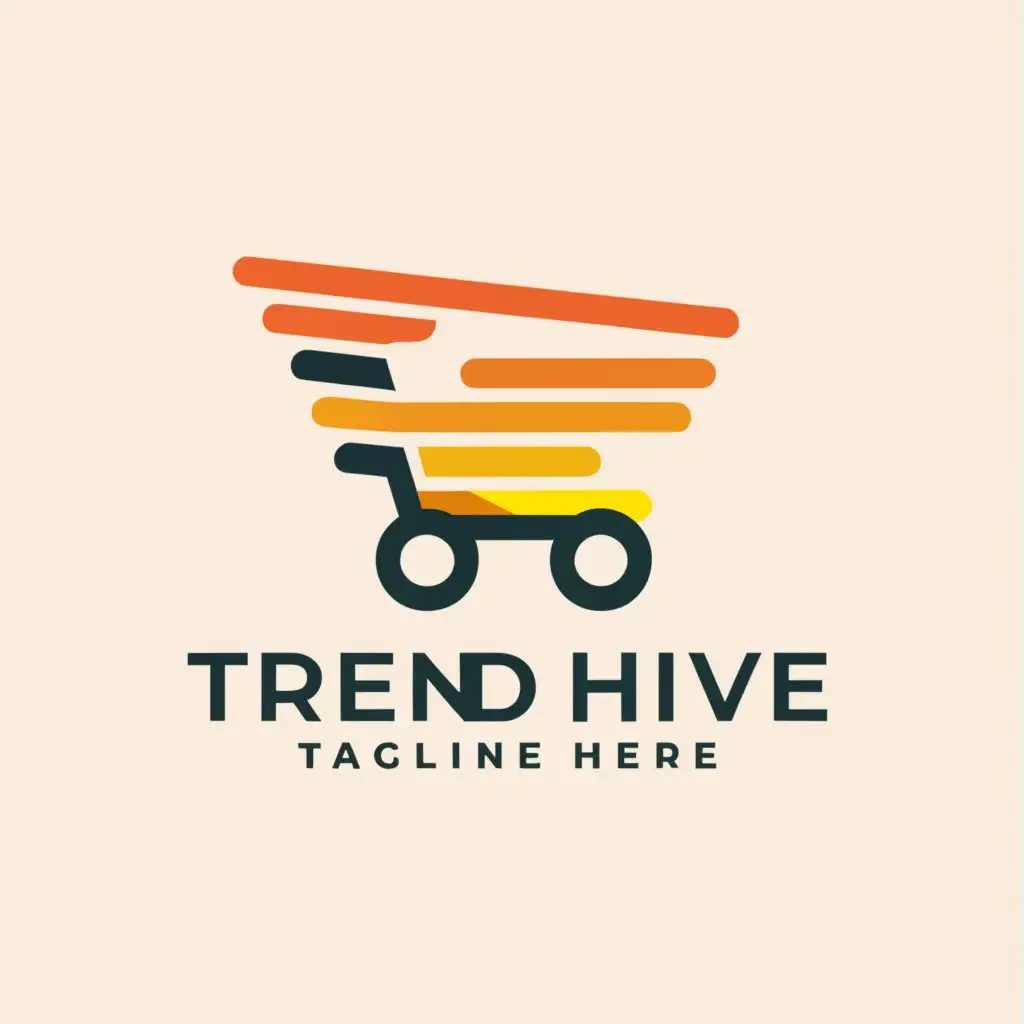 LOGO-Design-For-Trend-Hive-Modern-Shopping-Trolley-Emblem-on-Clean-Background