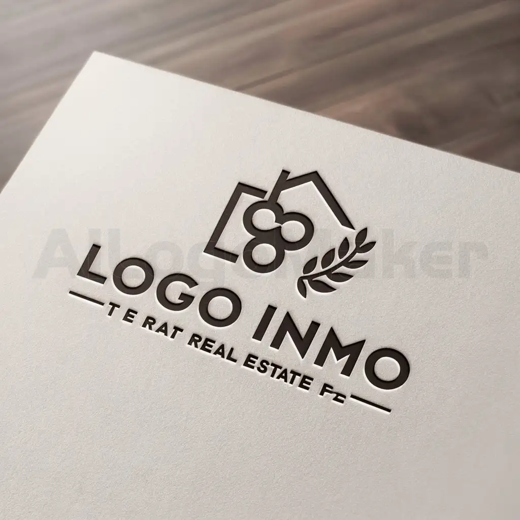 a logo design,with the text "logo inmo", main symbol:logo for real estate with grape and olive,Minimalistic,clear background