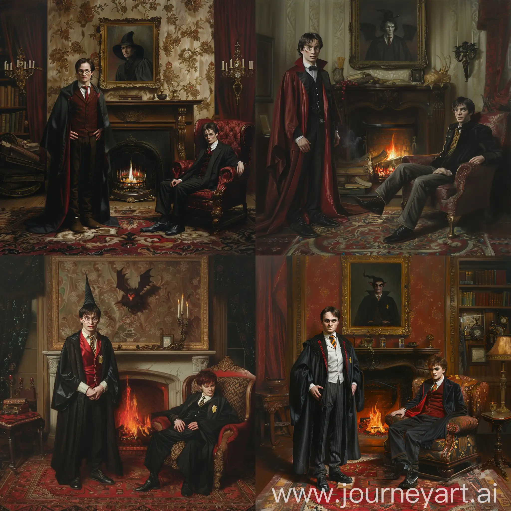 Harry-Potter-and-Tom-Riddle-in-19th-Century-Style-Painted-Scene-by-the-Fireplace