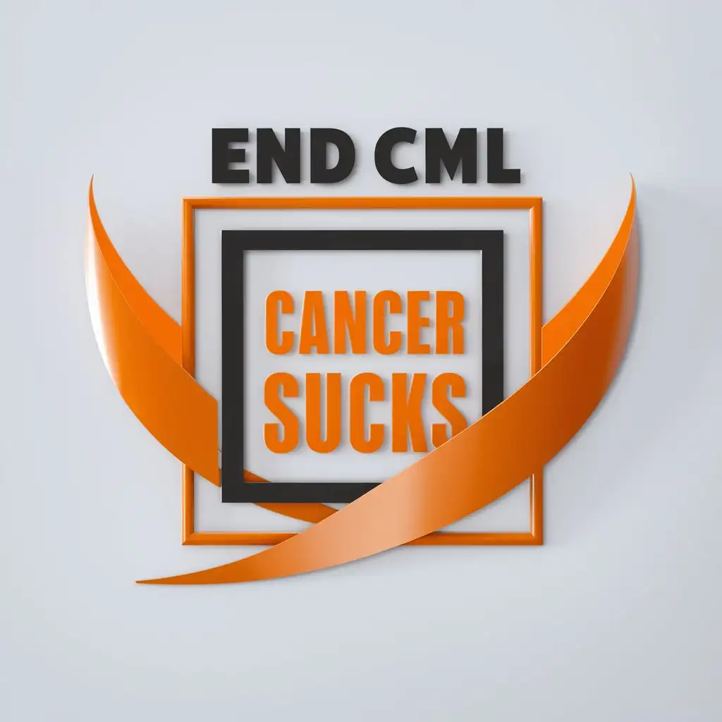 LOGO-Design-For-END-CML-Square-Orange-Text-and-Cancer-Ribbon-on-Clear-Background