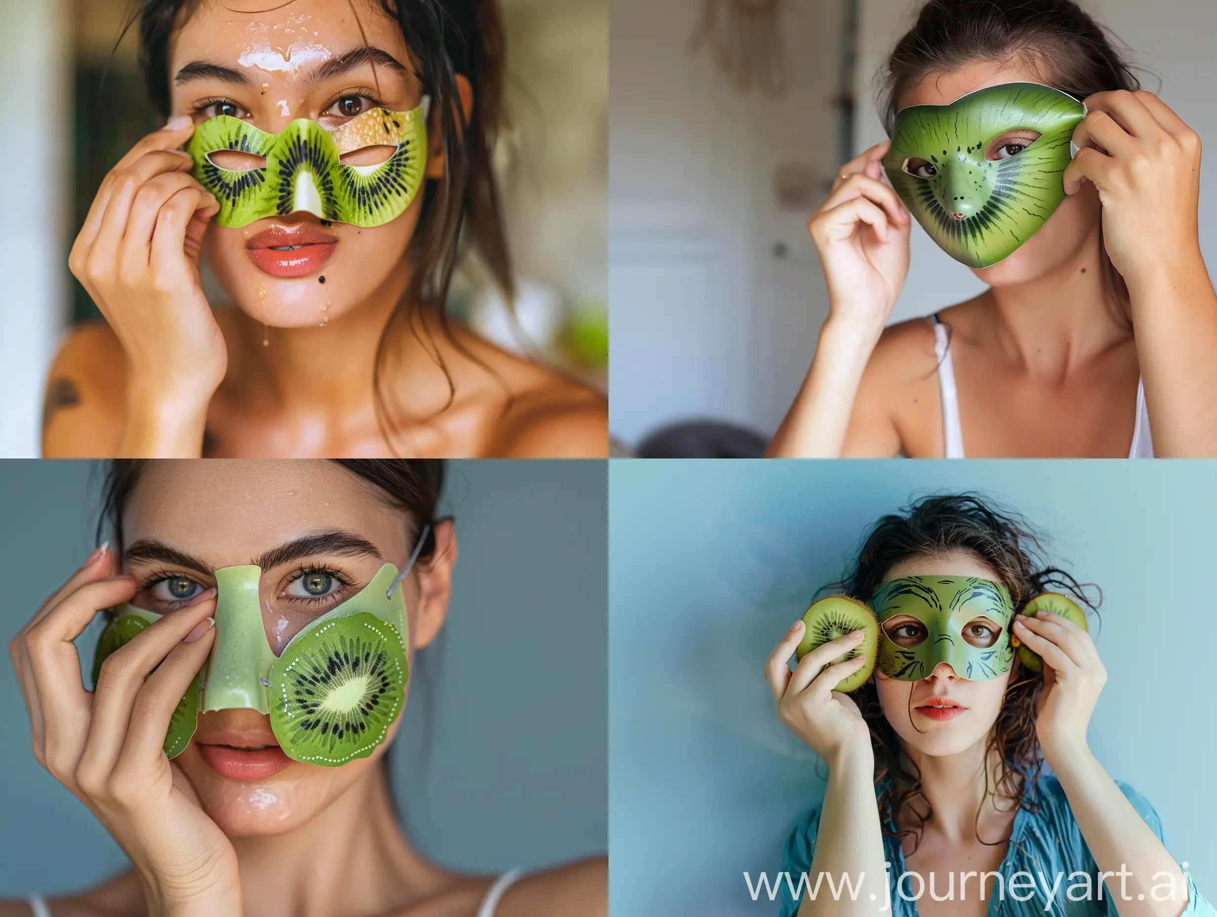 Woman-Applying-Refreshing-Kiwi-Face-Mask-for-Skincare-Routine