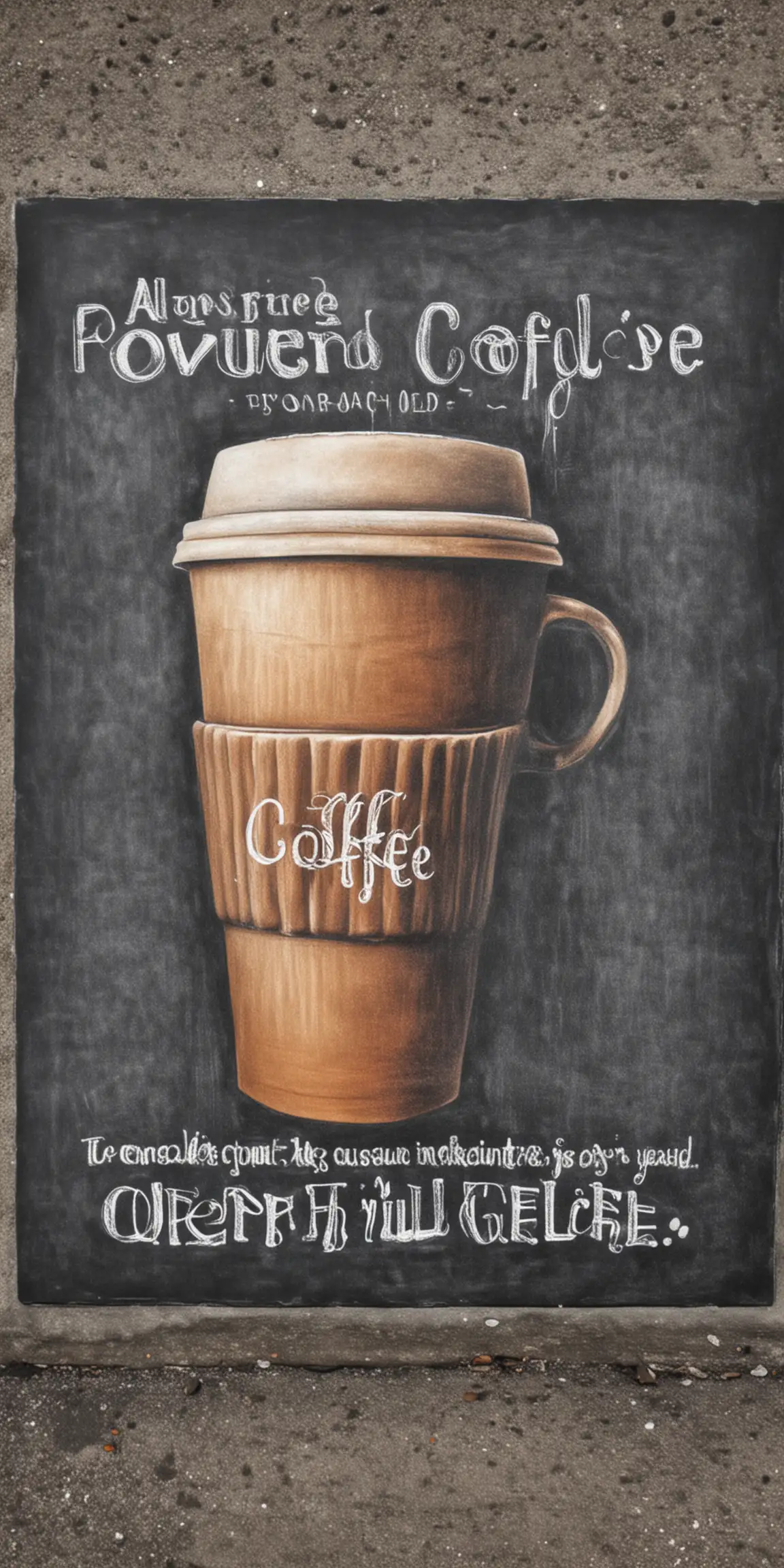 poster in chalk art "Overpriced Coffee"