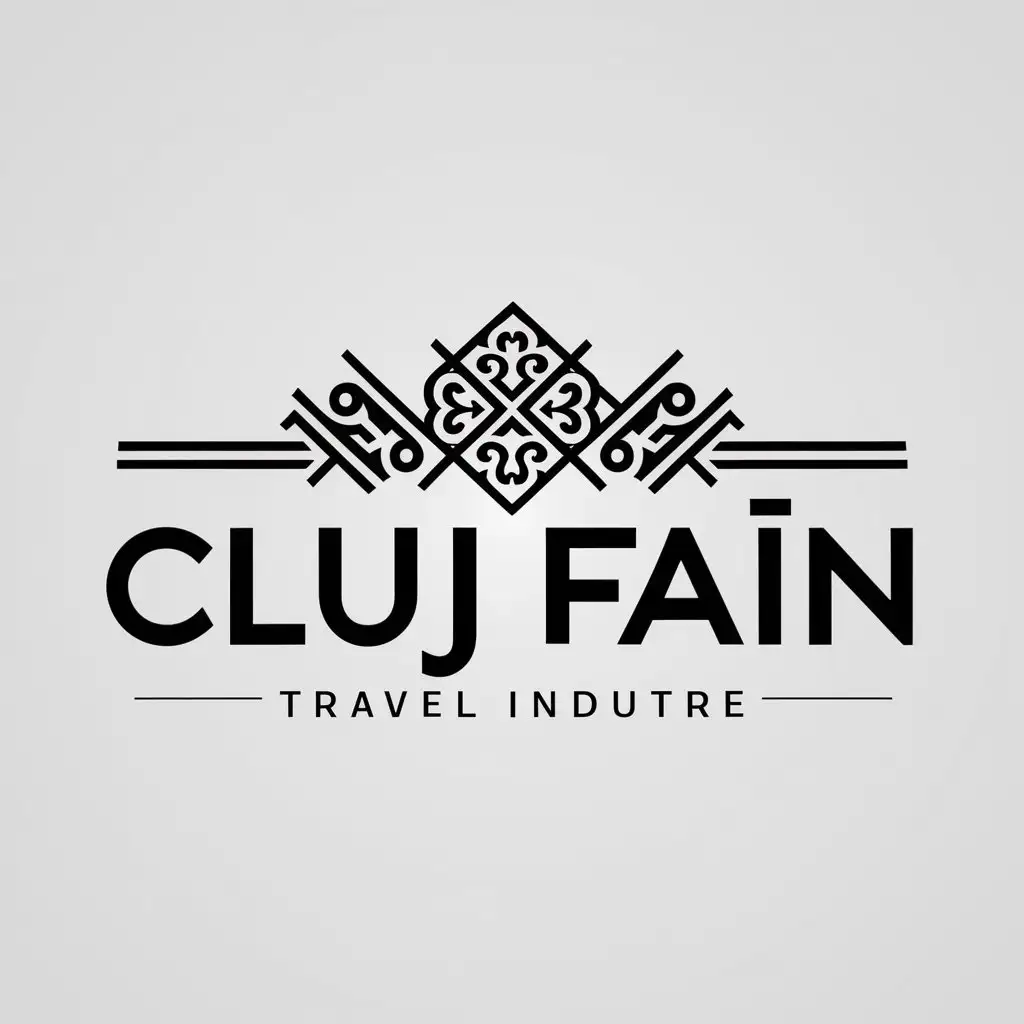 a logo design,with the text "Cluj Fain", main symbol:a Romanian traditional motif,complex,be used in Travel industry,clear background