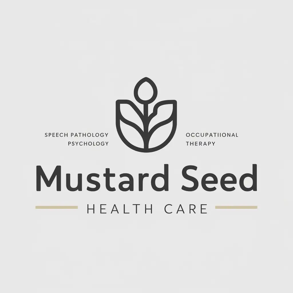 a logo design,with the text "Mustard Seed Health Care", main symbol:Allied Health Services – Speech Pathology, Occupational Therapy, Psychology. We provide a range of diagnostic, therapeutic, and support services for individuals living with disabilities. Business Motive and Name Meaning: I am a Speech Pathologist who works with children and adults throughout their life span (ages 0-75+). In my business name and logo, I want to show that although therapy starts off small (like a mustard seed), with collaborative work, perseverance, and faith, it will grow and spread across different areas of one’s life to achieve unlimited results (a mustard seed tree).,Moderate,be used in Allied Health Services – Speech Pathology, Occupational Therapy industry,clear background