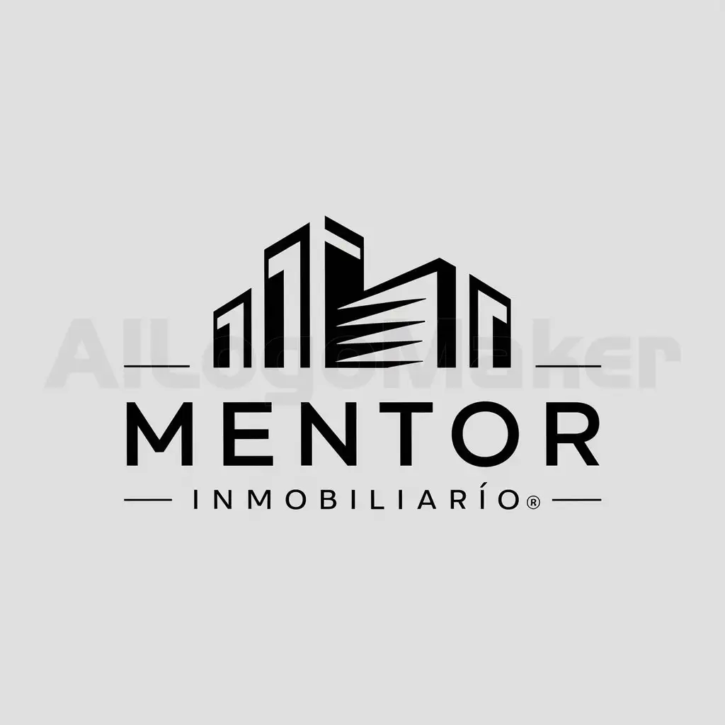 a logo design,with the text "MENTOR INMOBILIARIO", main symbol:edificios modernos,Moderate,be used in Education industry,clear background