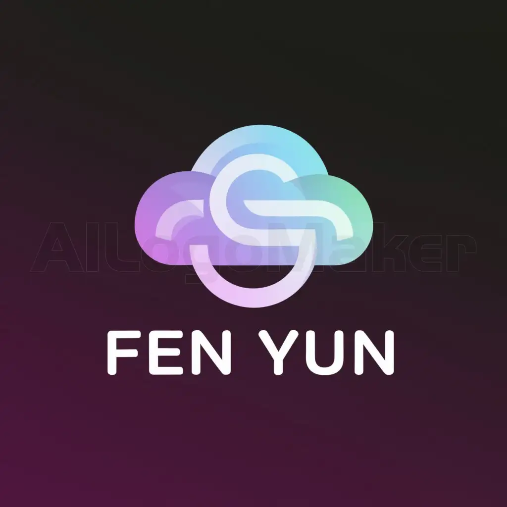 a logo design,with the text "Fen Yun", main symbol:The clouds are drifting in the sky.,Moderate,be used in Technology industry,clear background
