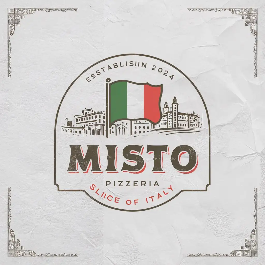 Vintage Italian Pizzeria Emblem on Textured White Background