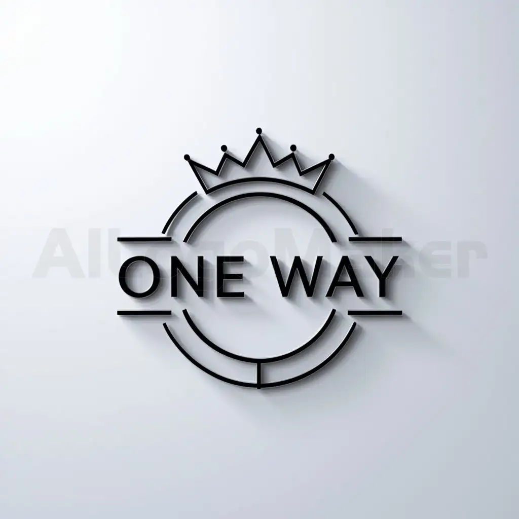 LOGO-Design-For-One-Way-Minimalistic-Circle-with-Crown-Emblem