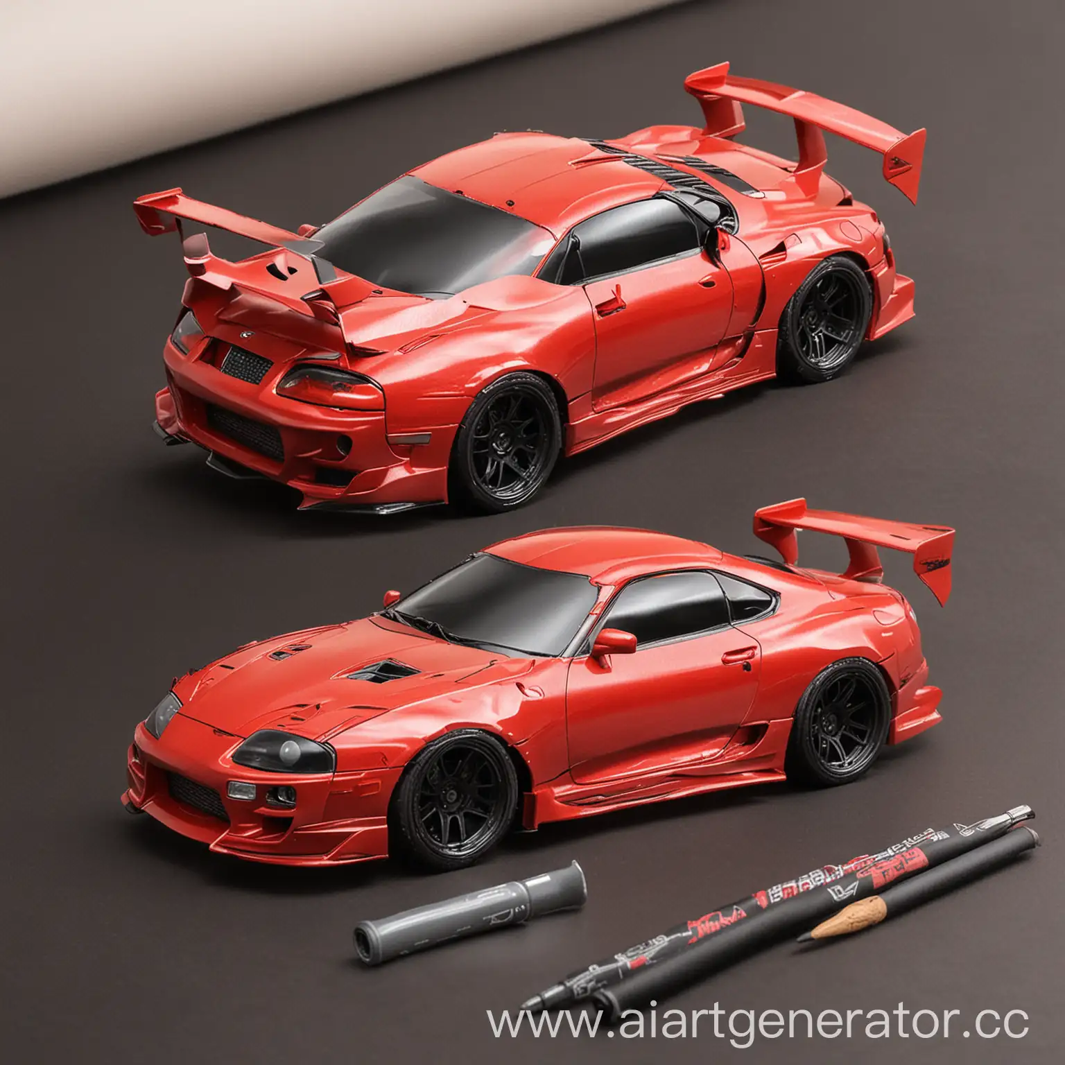 Red-Toyota-Supra-A80-with-Spoilers-and-Wing-Custom-Sports-Car-Art
