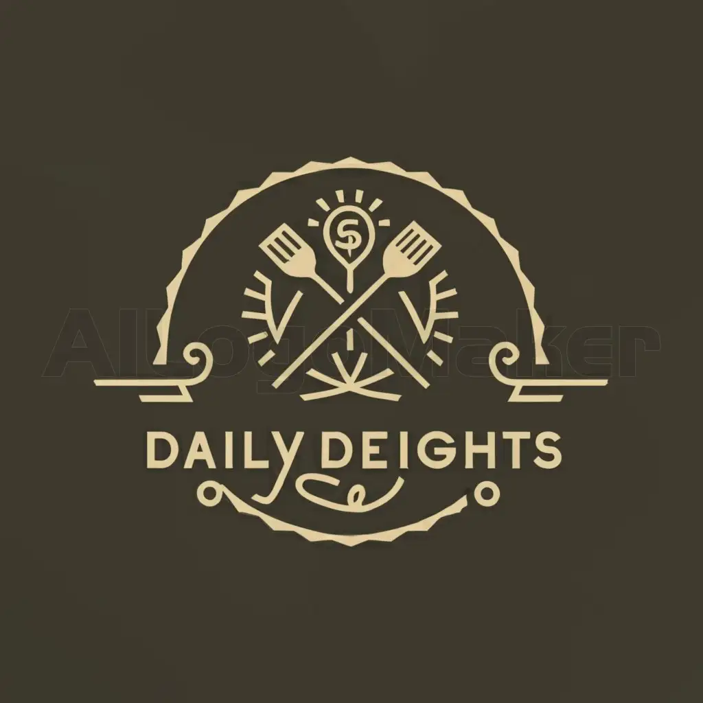 a logo design,with the text "Daily Delights", main symbol:knife and fork next to a plate arranged as if it were a clock, likewise the icon that is generated will be used for a mobile application,Minimalistic,be used in Restaurant industry,clear background