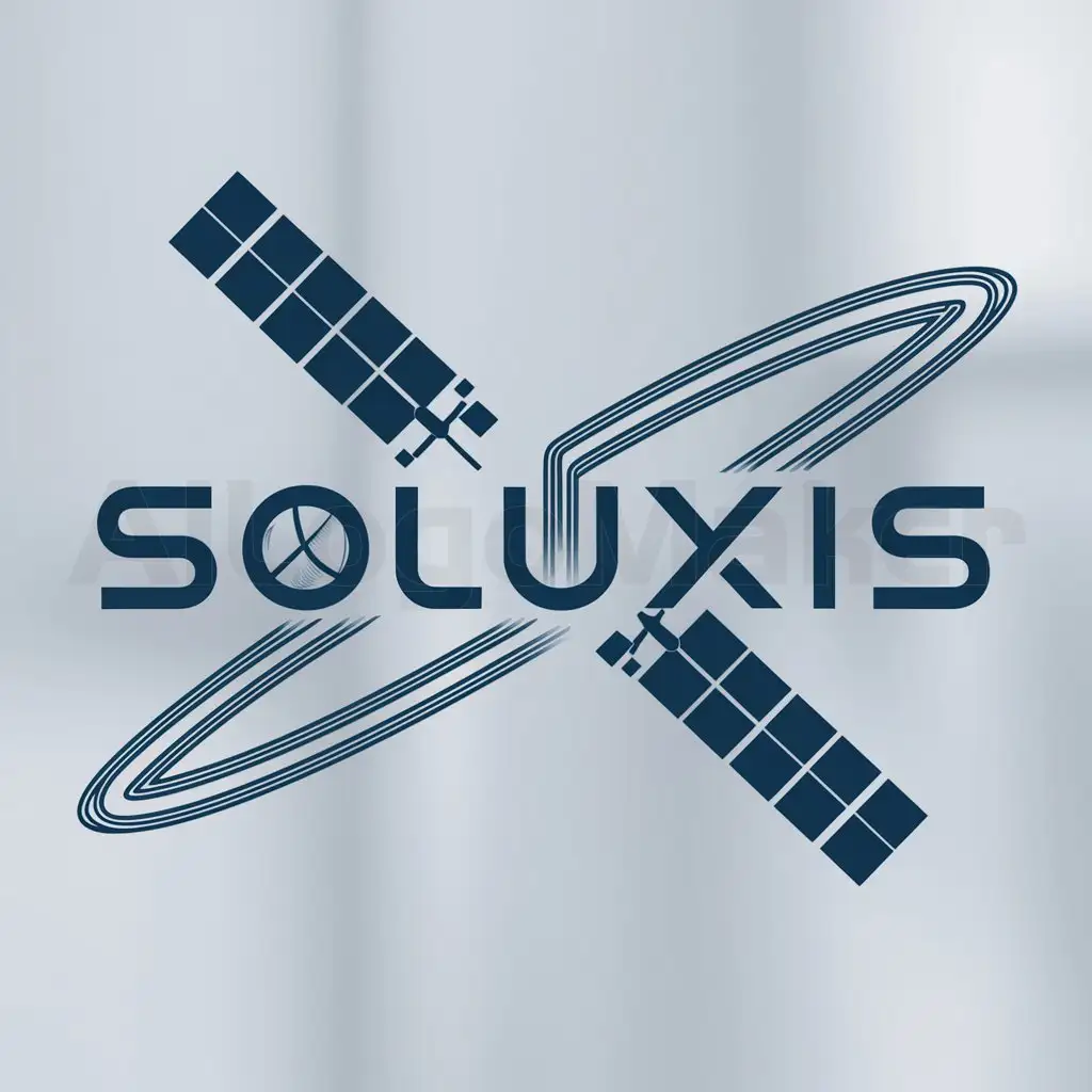 a logo design,with the text 'Soluxis', main symbol:laser intersatellite link and smart long life satellites,minimalistic,be used in Technology industry,removebackground