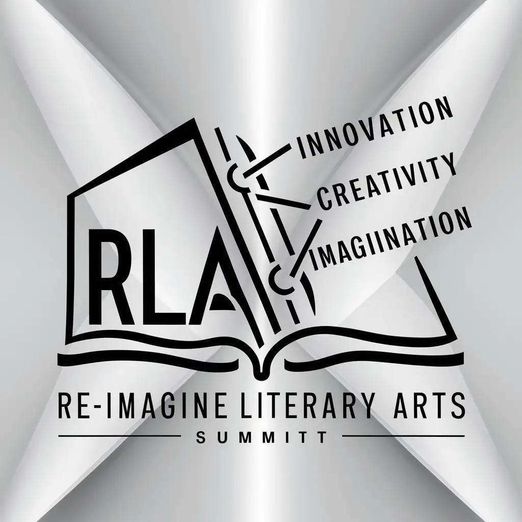 'RE-IMAGINE LITERARY ARTS' summit Logo design. white background