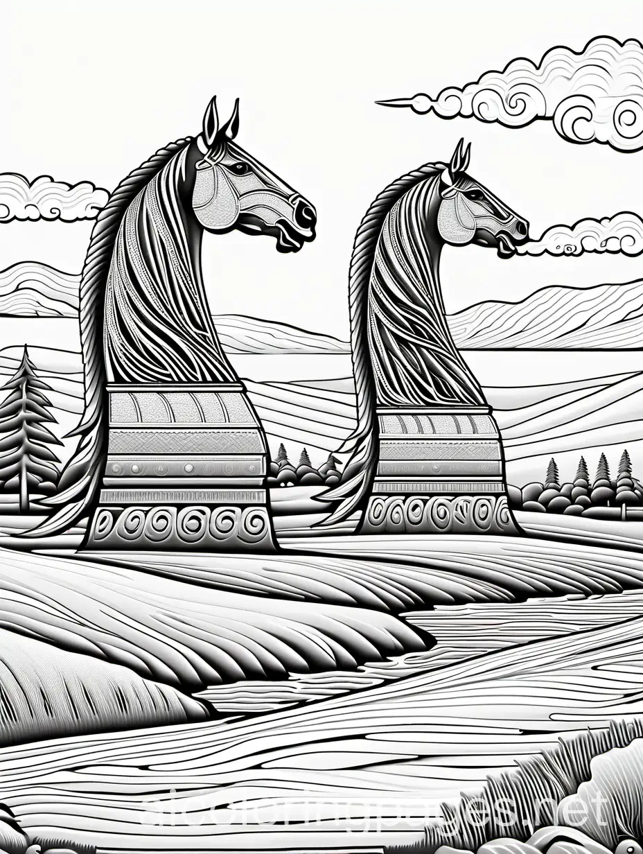 Majestic-Kelpies-of-Scotland-Coloring-Page-Caspar-David-Friedrich-Style