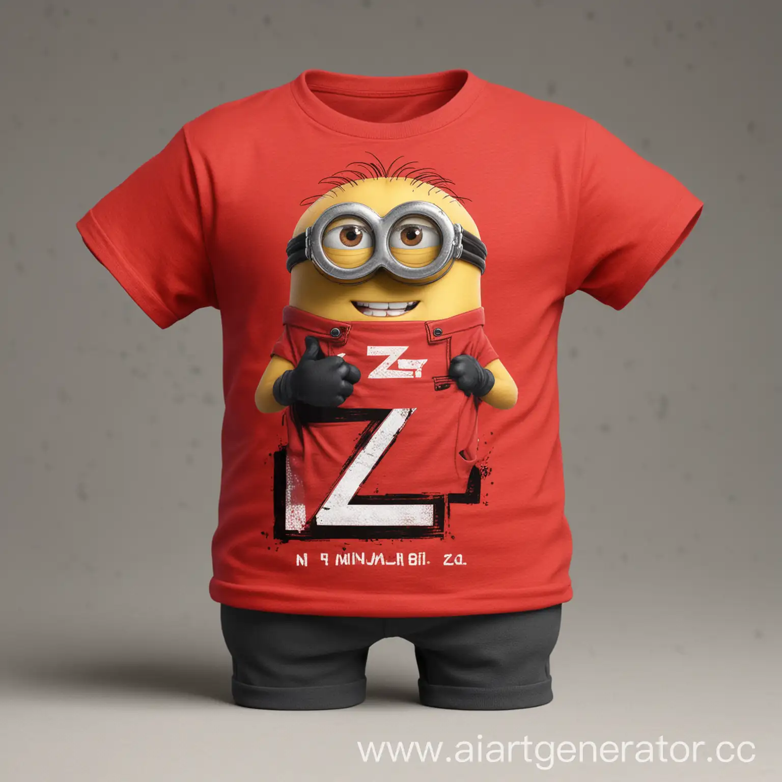 Buff-Minion-with-Red-TShirt-Strong-Cartoon-Character-with-Z-Emblem