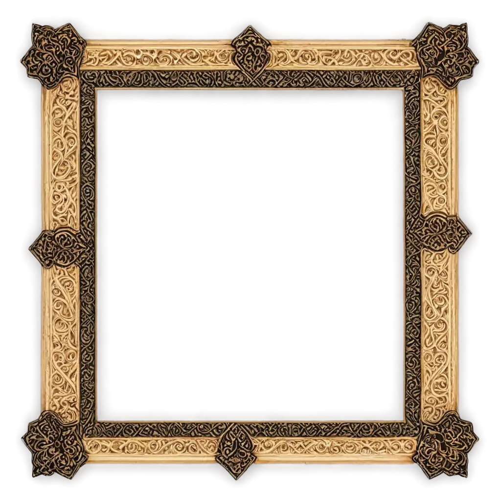 Elegant-Square-Frame-in-Persian-Islamic-Style-PNG-Image-Enhance-Your-Design-with-Exquisite-Detail