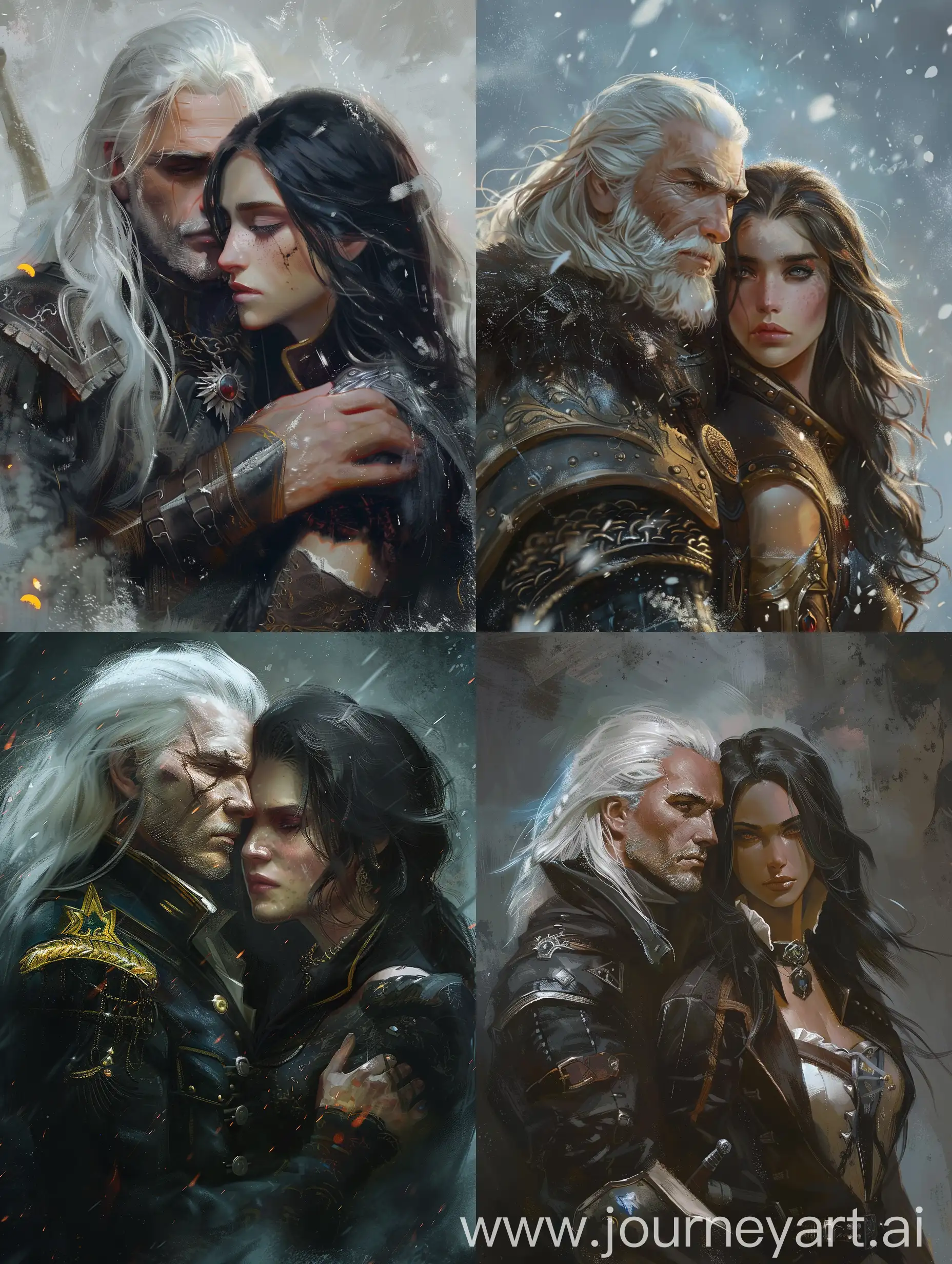 Fantasy-Portrait-of-WhiteHaired-Man-and-Brunette-Woman-Rectors-of-Icy-Academy