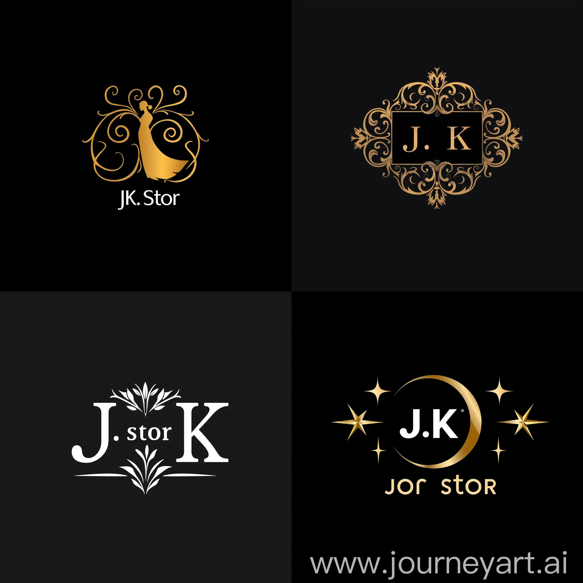 logotipo de uma empresa com nome J.K Stor de uma loja de roupas femininas 