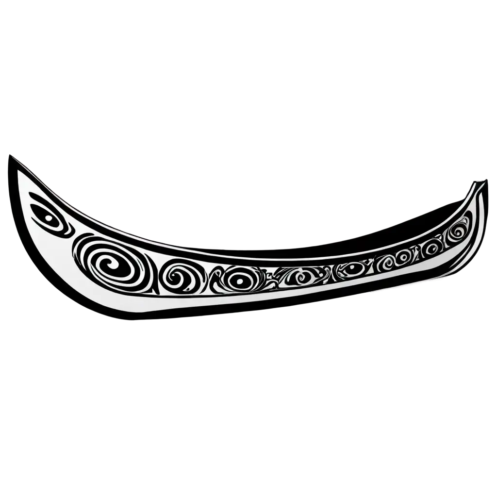 Canoe-in-Indigenous-Art-Style-British-Columbia-Captivating-PNG-Image-in-Black-and-White