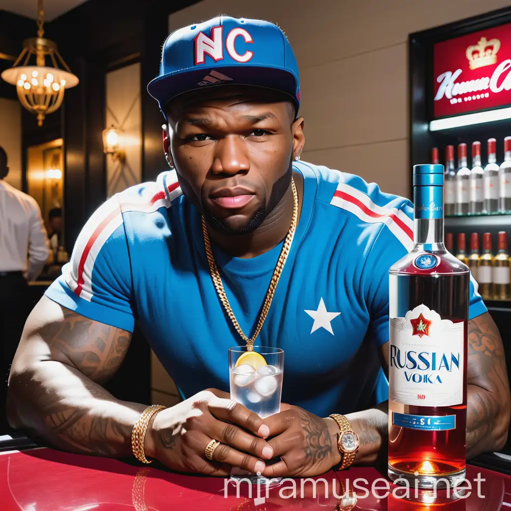 Celebrity 50 Cent Enjoying Russian Vodka