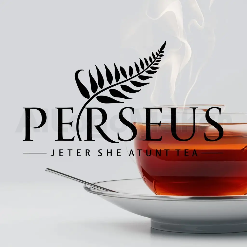 a logo design,with the text "Perseus", main symbol:Fern, tea,Moderate,clear background