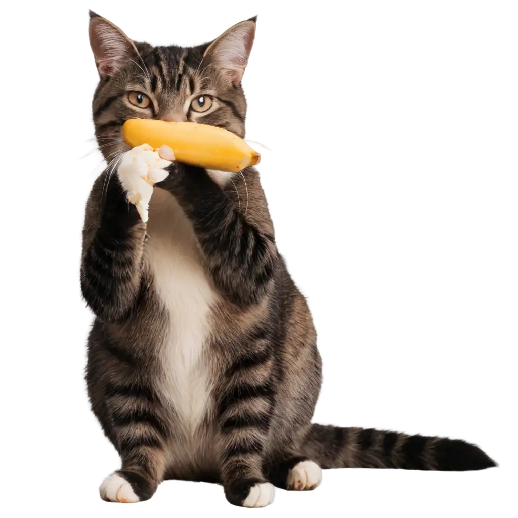 kucing makan pisang