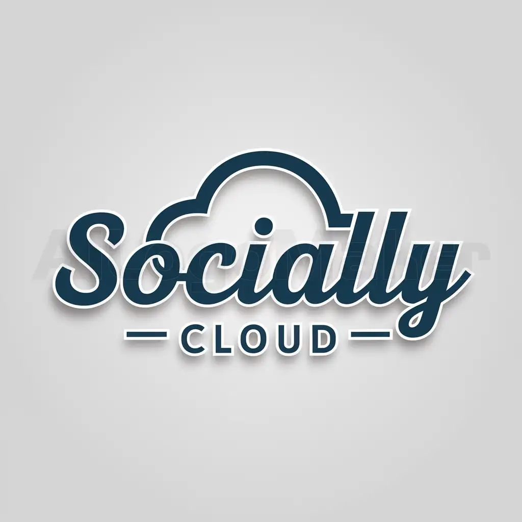 a logo design,with the text "socially cloud", main symbol:a cloud,Moderate,be used in Social Media industry,clear background