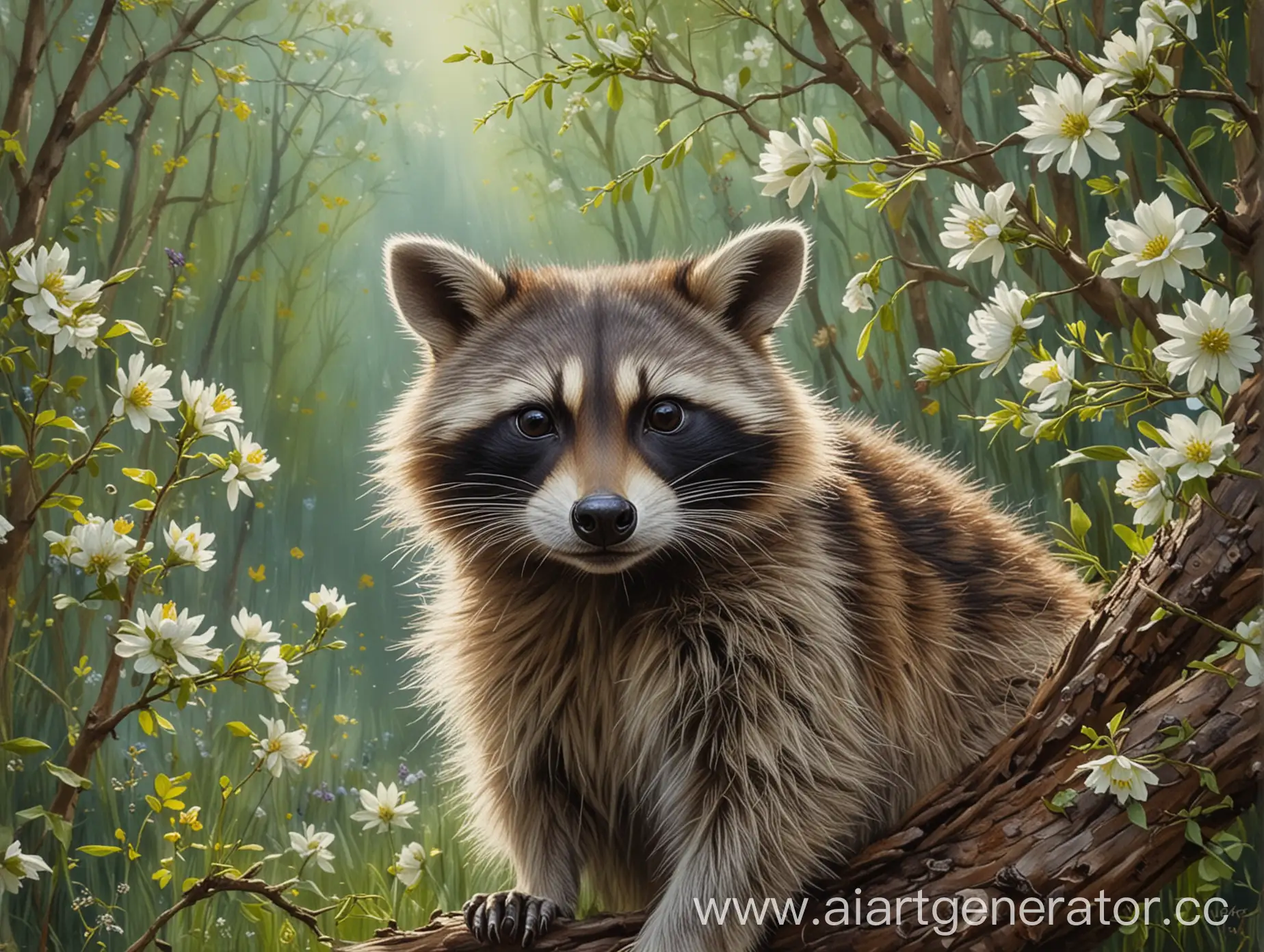 Playful-Raccoon-Enjoying-Springtime-Frolics