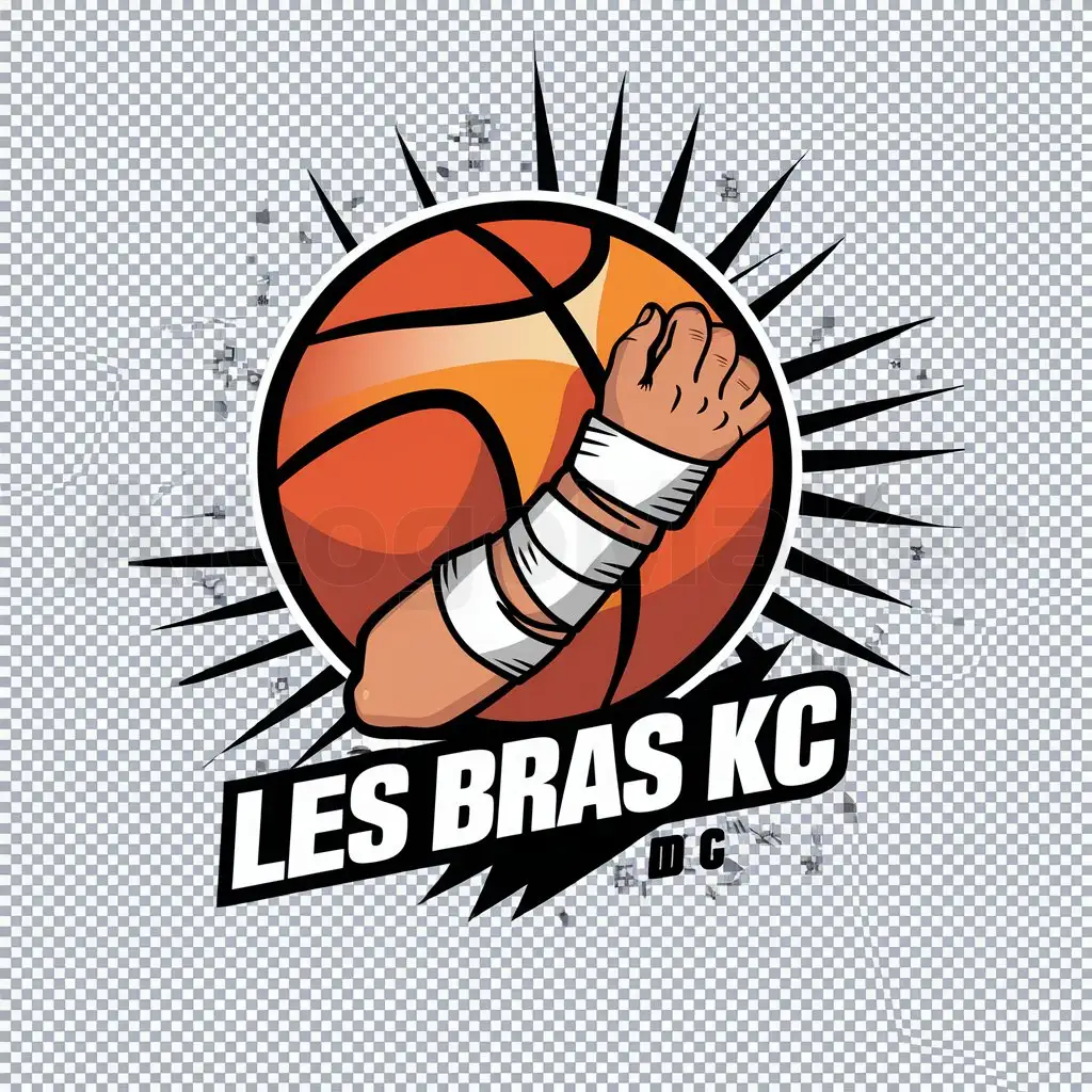 LOGO-Design-For-Les-Bras-KC-Dynamic-Basketball-Theme-with-Comic-Book-Accent